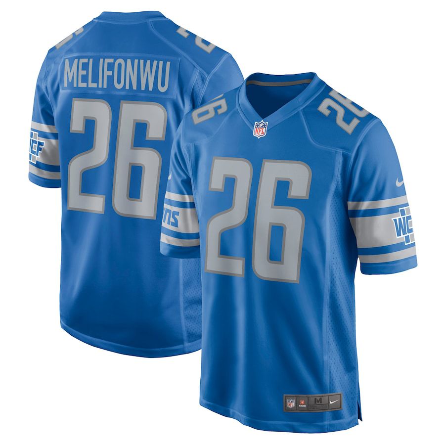 Men Detroit Lions #26 Ifeatu Melifonwu Nike Blue Game NFL Jersey